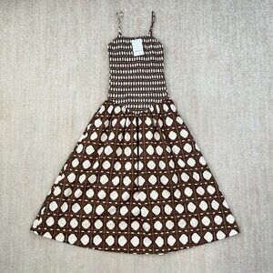 Misa Los Angeles Brown and White Midi Dress